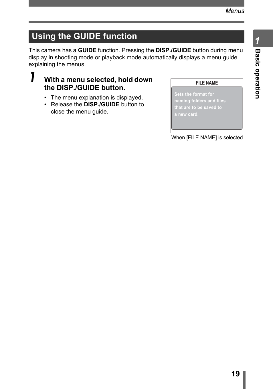 Using the guide function, Gp. 19, P. 19 | Olympus SP-320 User Manual | Page 19 / 191