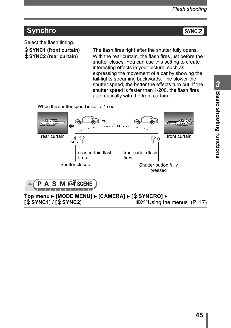 Synchro | Olympus SP-320 User Manual | Page 45 / 191