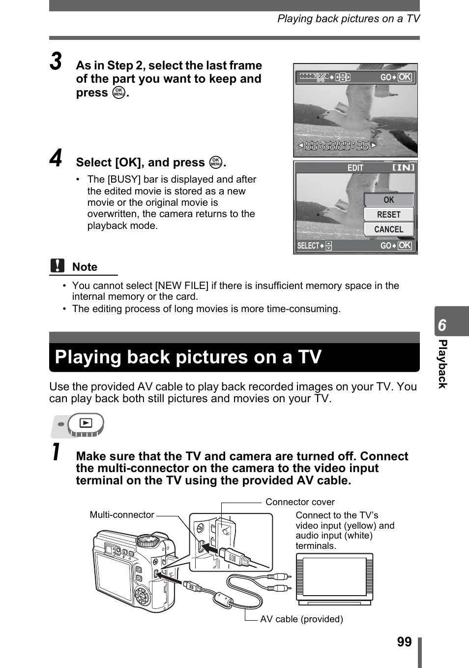 Playing back pictures on a tv | Olympus SP-320 User Manual | Page 99 / 191