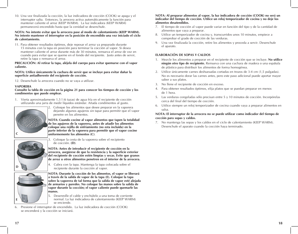 Cook keep warm cook keep war m, Cook keep warm cook keep warm | Applica RC6438 User Manual | Page 10 / 25