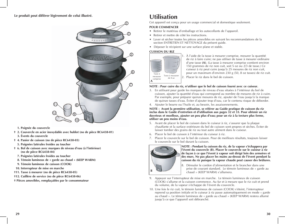 Utilisation, Cook keep warm cook keep warm, Keep warm | Kee p war m | Applica RC6438 User Manual | Page 16 / 25