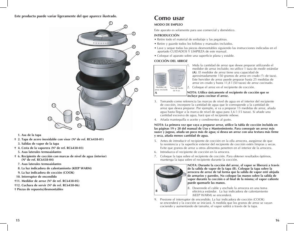 Como usar, Keep warm, Kee p war m | Cook keep warm cook keep warm | Applica RC6438 User Manual | Page 9 / 25