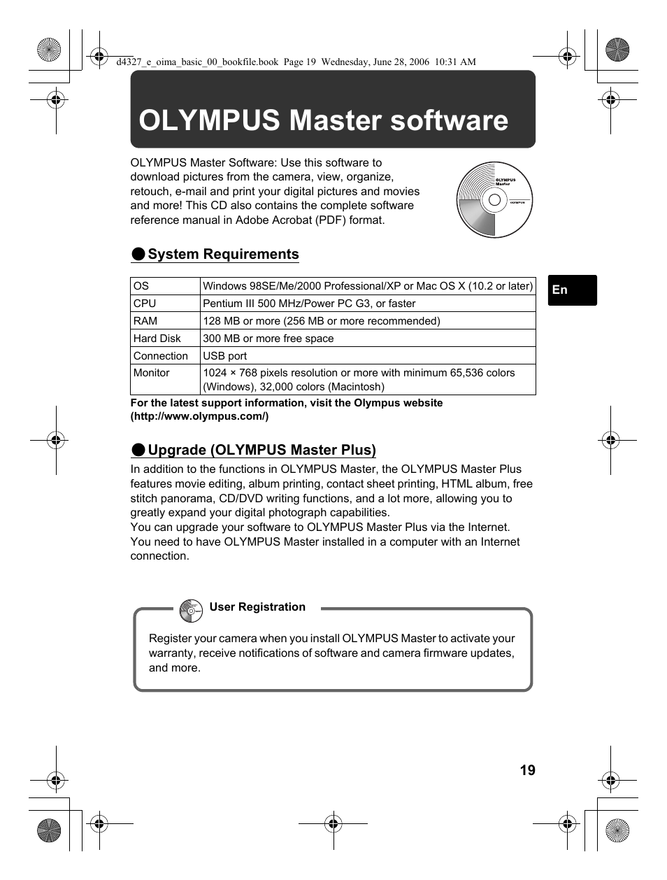 Olympus master software | Olympus FE-190 User Manual | Page 19 / 100