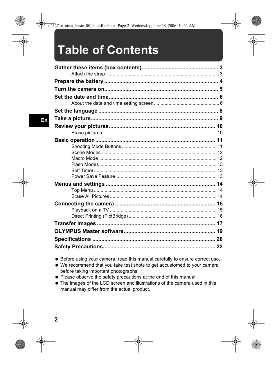 Olympus FE-190 User Manual | Page 2 / 100