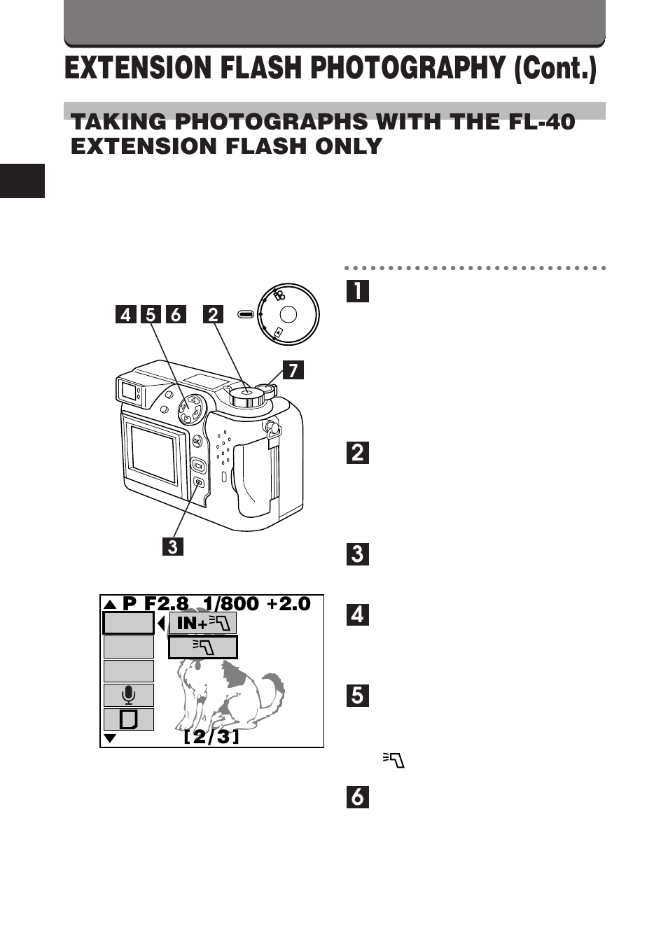 Extension flash photography (cont.) | Olympus C-3000 Zoom User Manual | Page 17 / 75