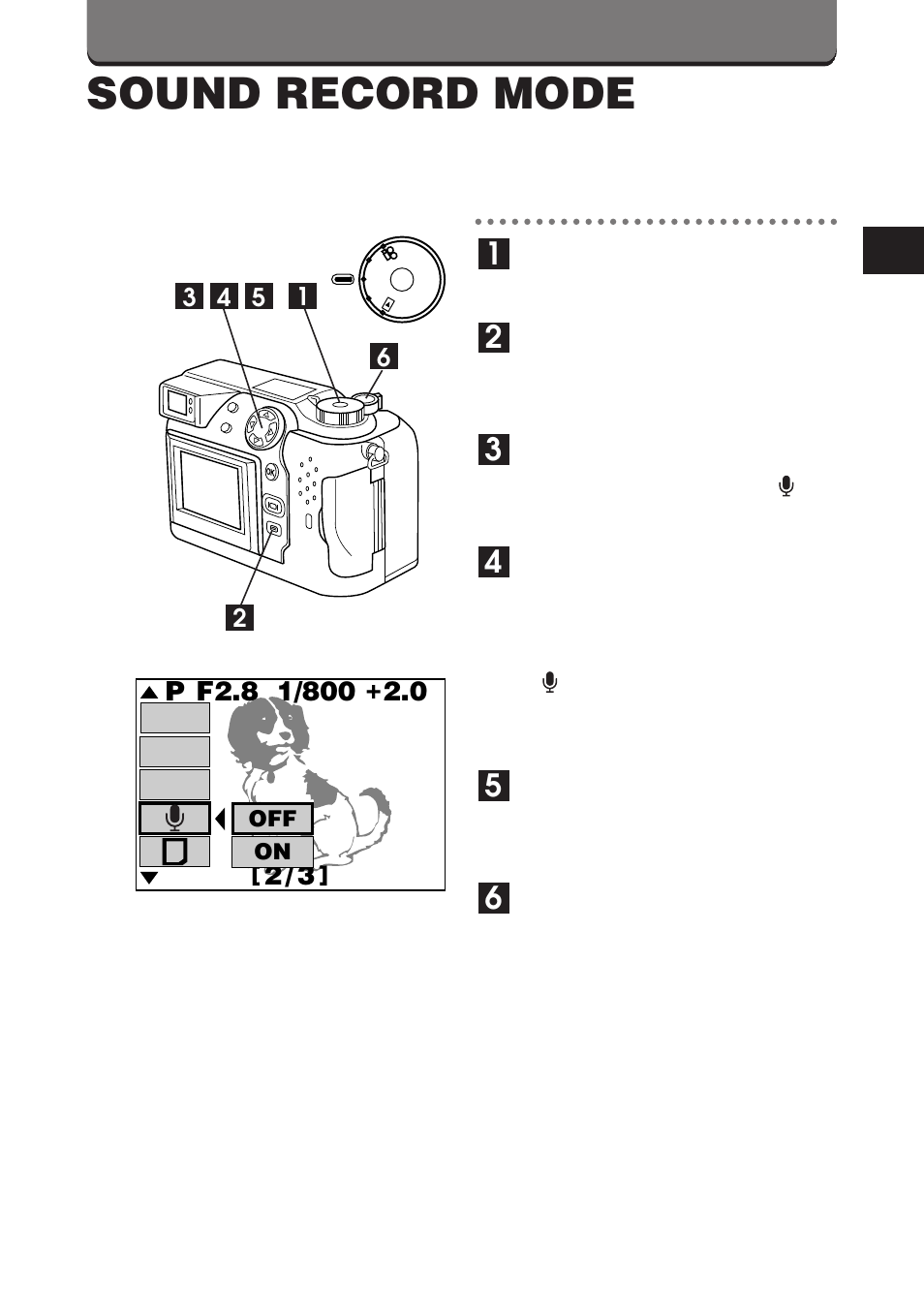 Sound record mode | Olympus C-3000 Zoom User Manual | Page 24 / 75