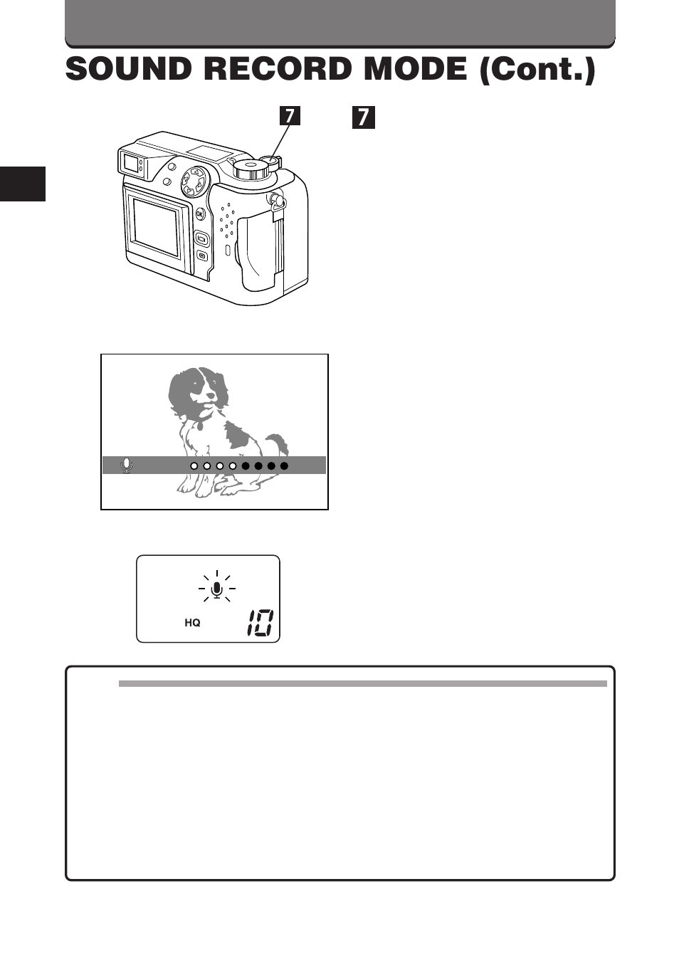 Sound record mode (cont.) | Olympus C-3000 Zoom User Manual | Page 25 / 75