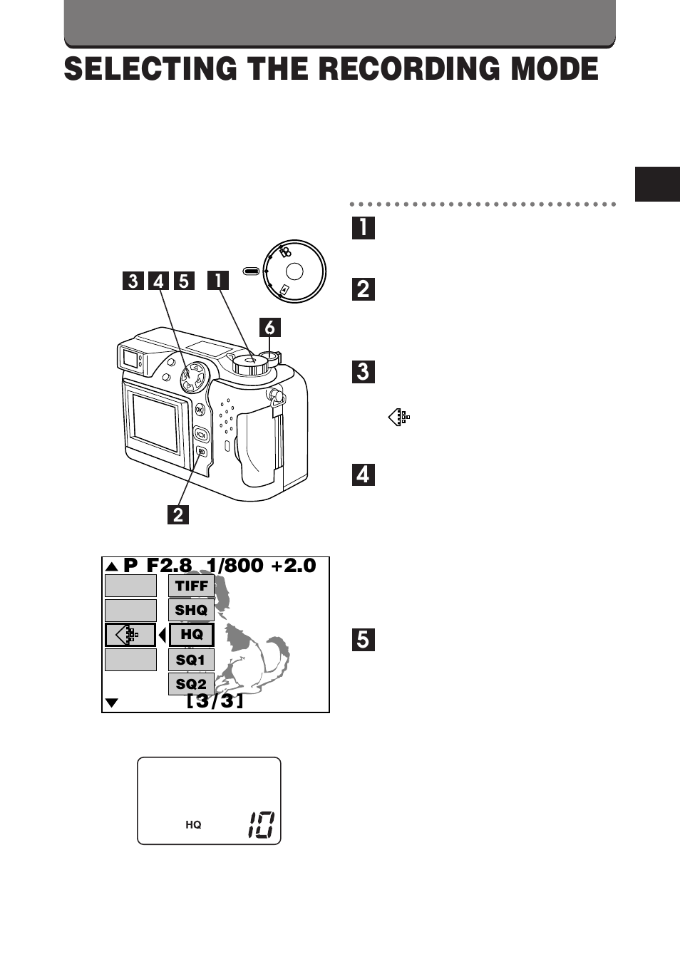 Selecting the recording mode | Olympus C-3000 Zoom User Manual | Page 30 / 75