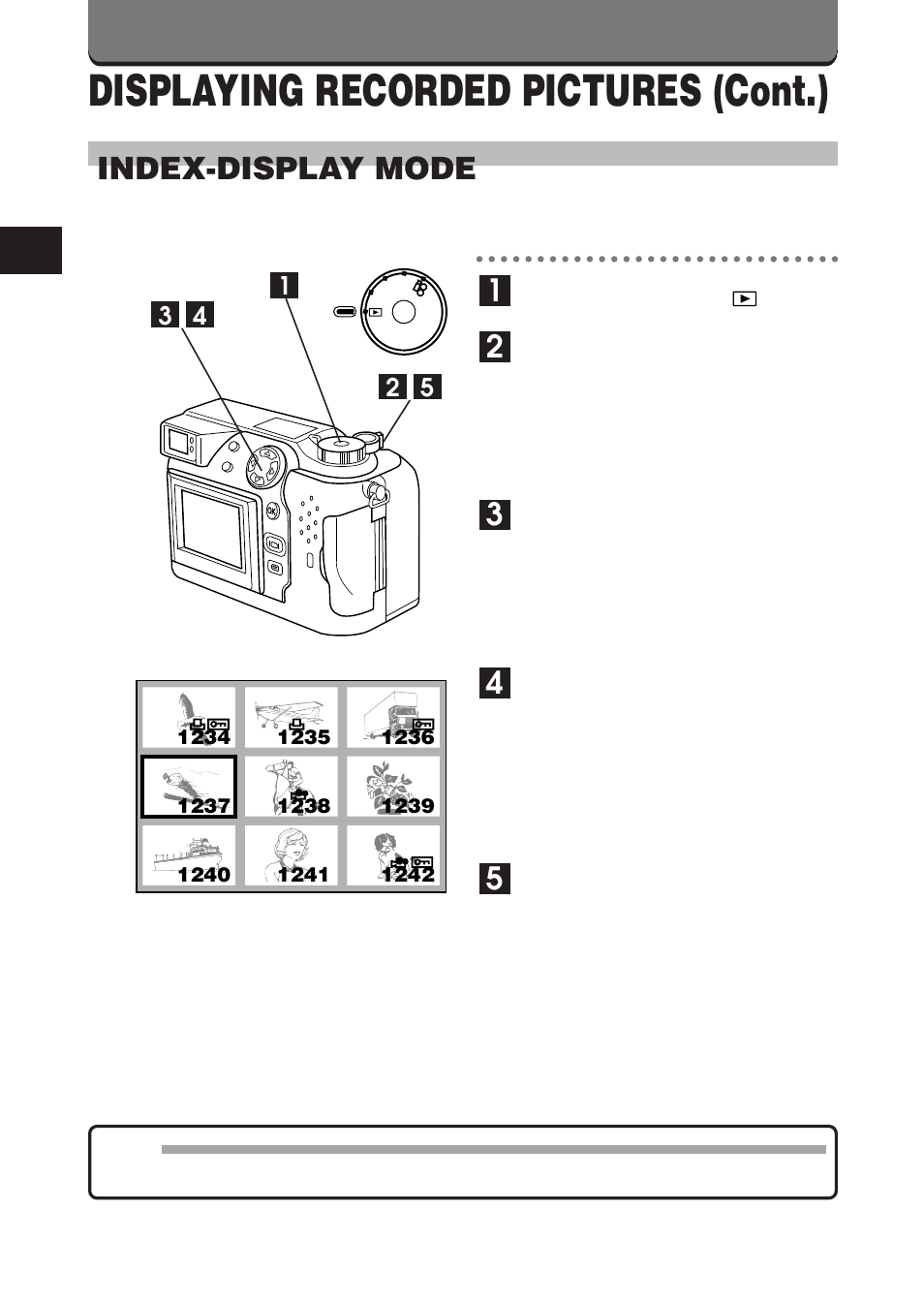 Displaying recorded pictures (cont.), Index-display mode | Olympus C-3000 Zoom User Manual | Page 35 / 75