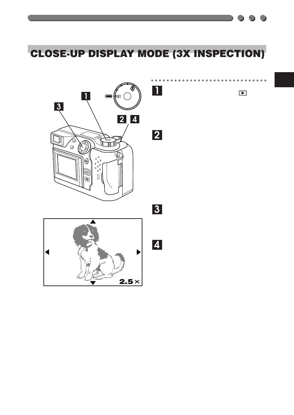 111 close-up display mode (3x inspection) | Olympus C-3000 Zoom User Manual | Page 36 / 75