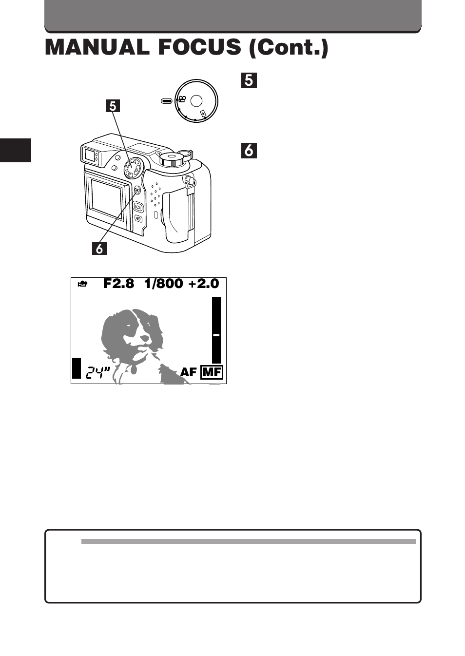 Manual focus (cont.), Af mf | Olympus C-3000 Zoom User Manual | Page 61 / 75