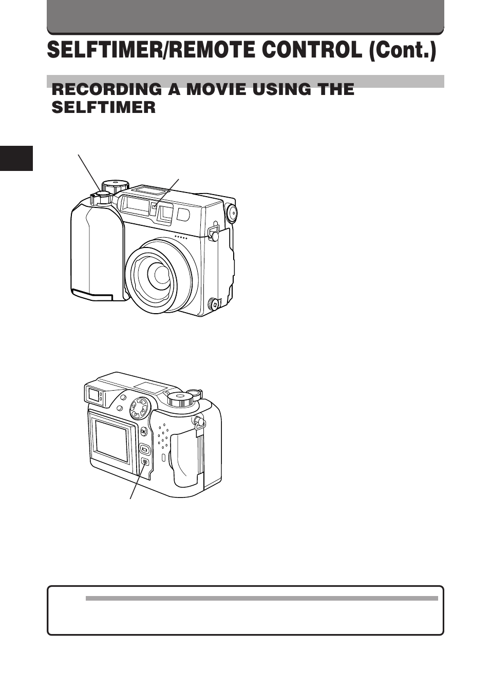 Selftimer/remote control (cont.), Recording a movie using the selftimer | Olympus C-3000 Zoom User Manual | Page 65 / 75