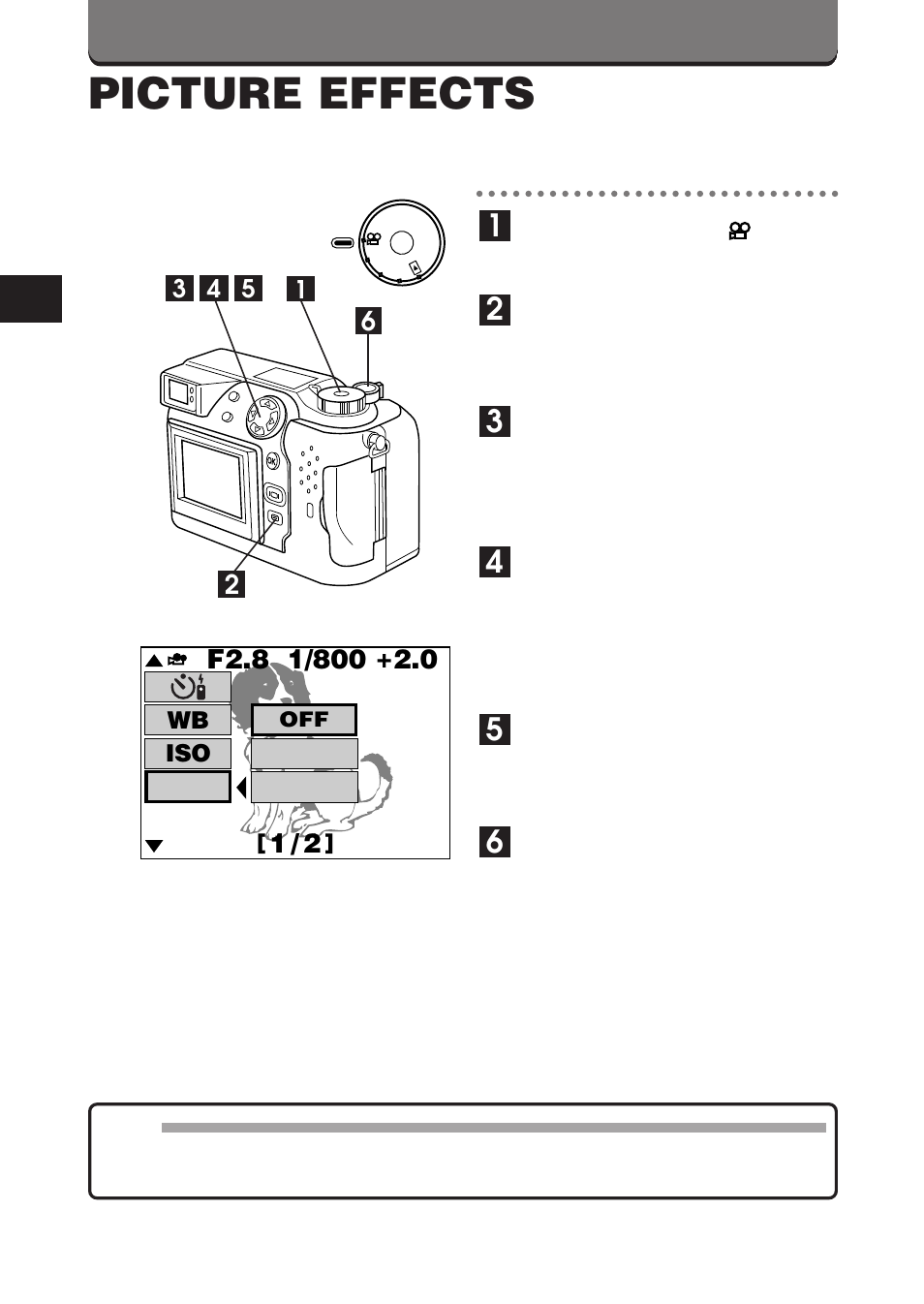 Picture effects, Wb iso | Olympus C-3000 Zoom User Manual | Page 71 / 75