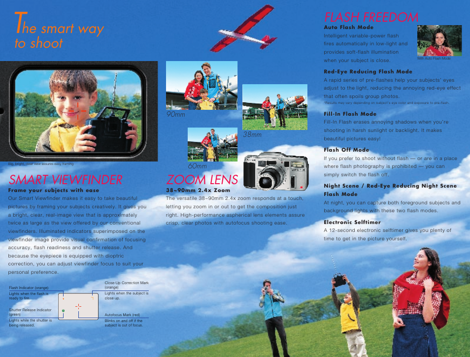 He smart way to shoot, Smart viewfinder zoom lens flash freedom | Olympus Accura View Zoom 90 QD User Manual | Page 2 / 2
