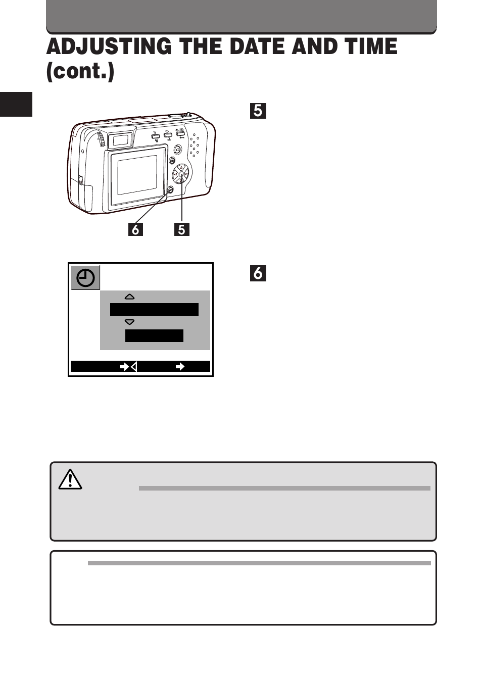 Adjusting the date and time (cont.) | Olympus D-460 Zoom User Manual | Page 30 / 138