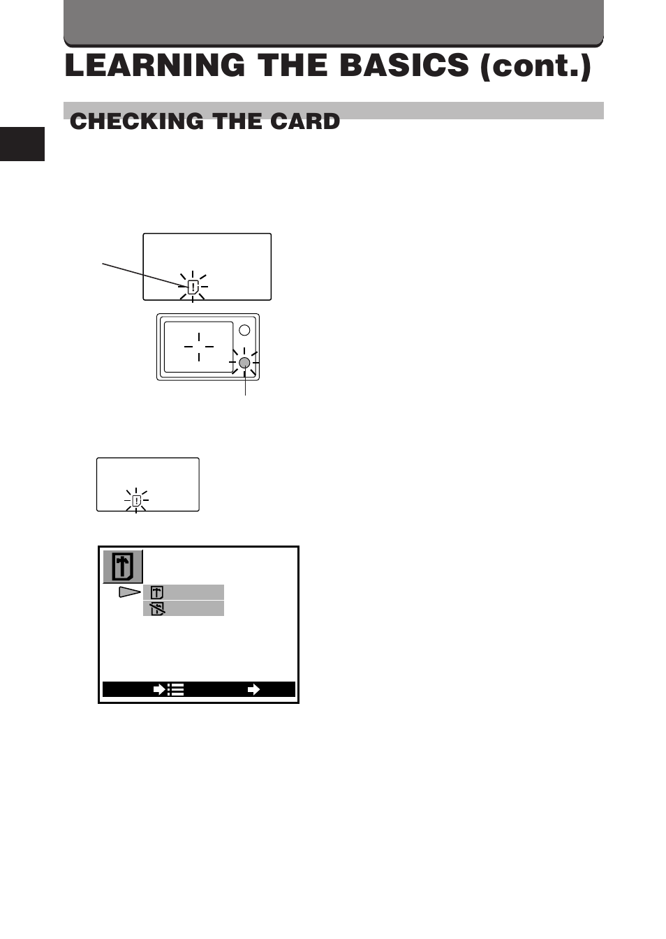 Learning the basics (cont.), Checking the card | Olympus D-460 Zoom User Manual | Page 32 / 138