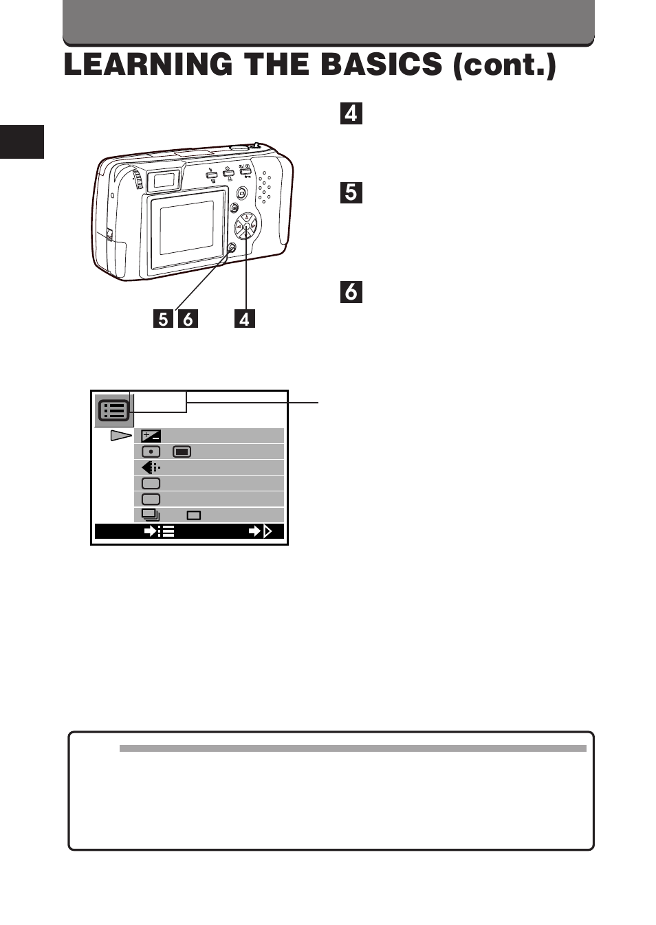 Learning the basics (cont.) | Olympus D-460 Zoom User Manual | Page 38 / 138