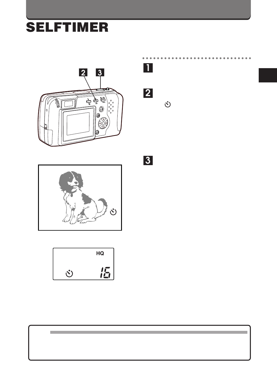 Selftimer | Olympus D-460 Zoom User Manual | Page 59 / 138