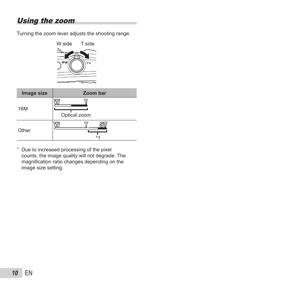 Using the zoom, 10 en | Olympus VR-370 User Manual | Page 10 / 78