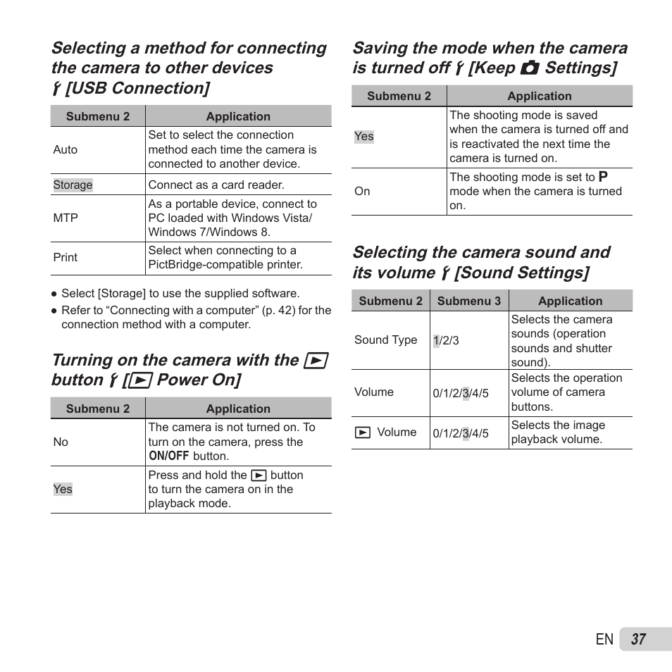 Turning on the camera with the | Olympus VR-370 User Manual | Page 37 / 78