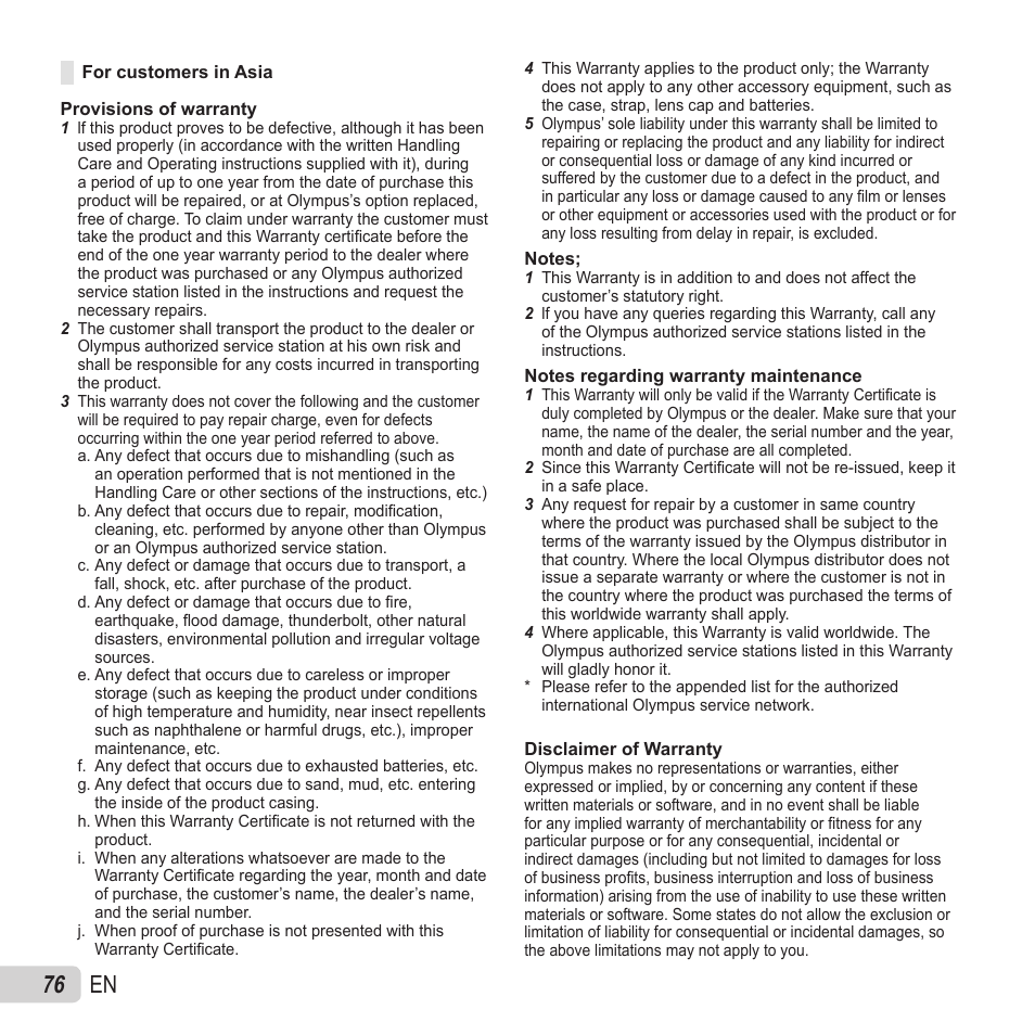 76 en | Olympus VR-370 User Manual | Page 76 / 78