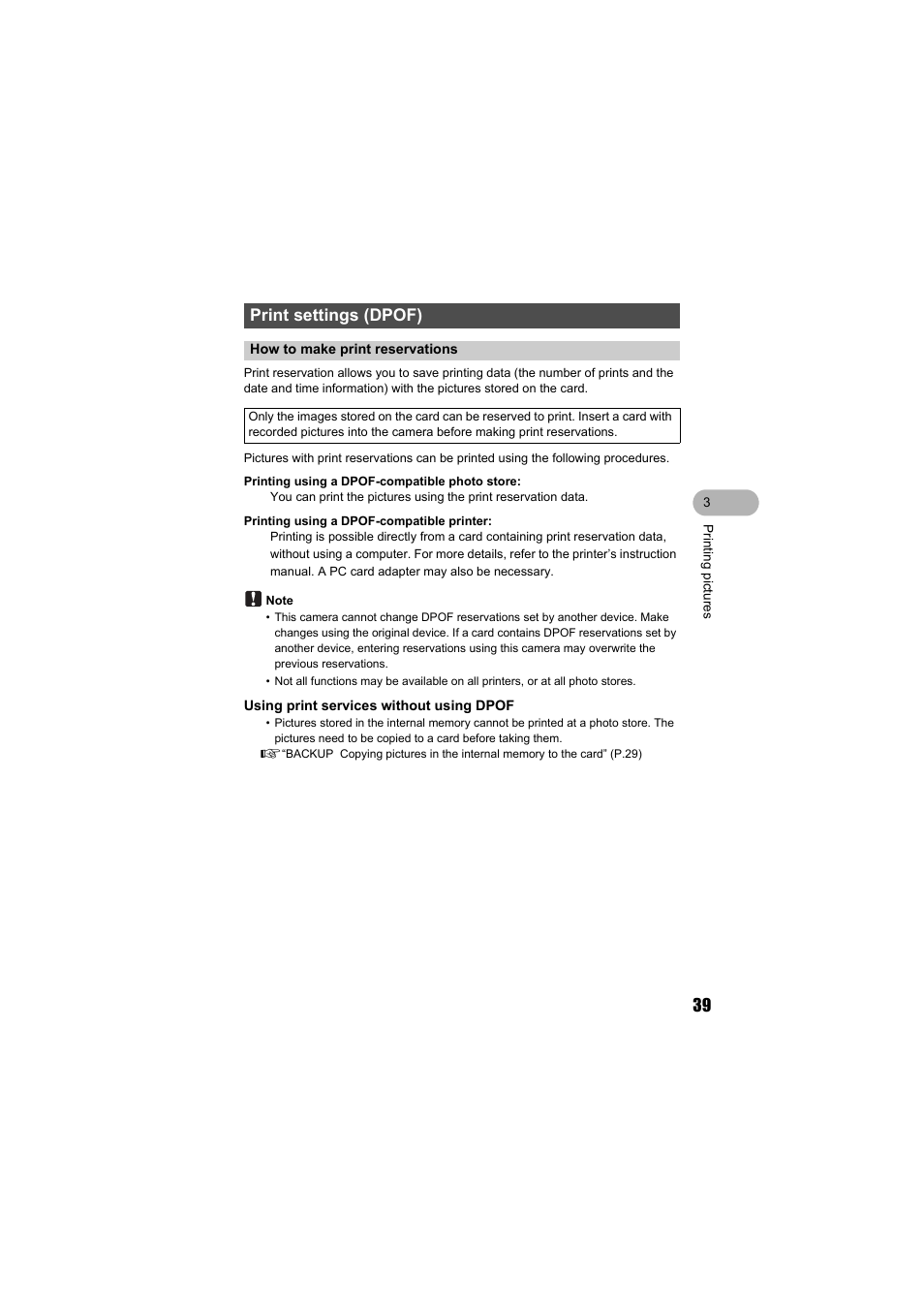 Print settings (dpof), How to make print reservations | Olympus FE-130 User Manual | Page 39 / 80