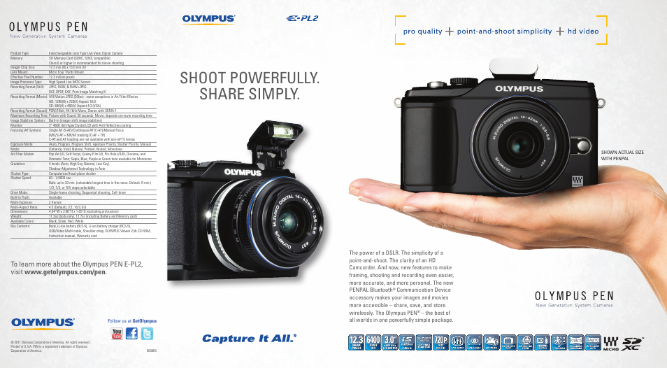 Olympus E-PL2 User Manual | 2 pages