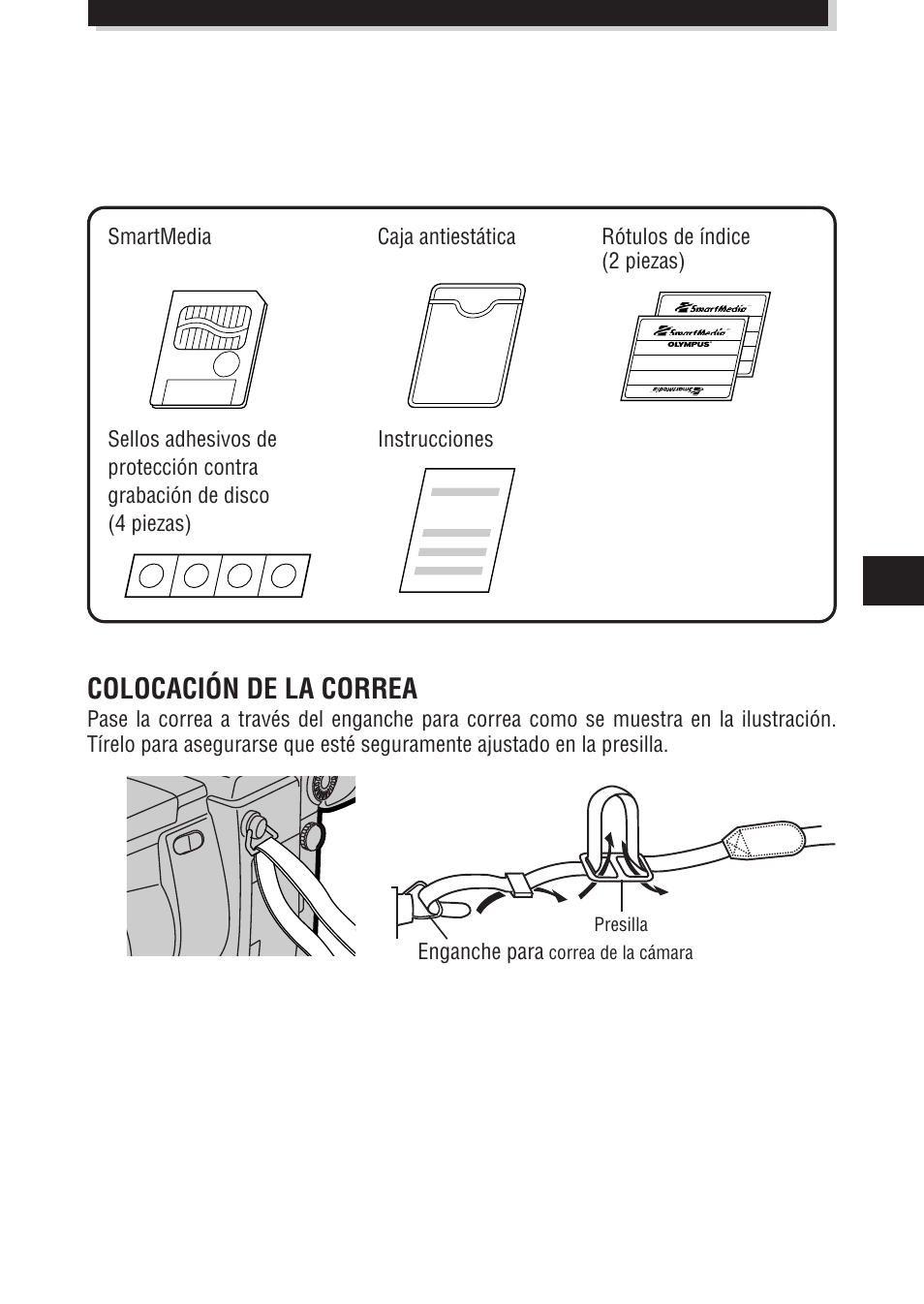 Colocación de la correa | Olympus E-100 RS User Manual | Page 133 / 172