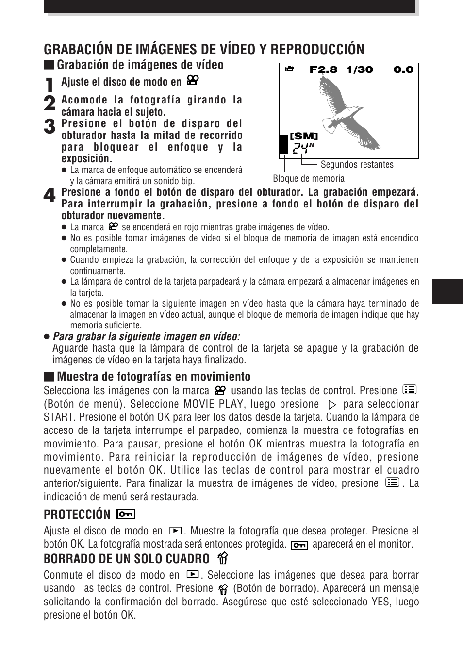 Grabación de imágenes de vídeo y reproducción | Olympus E-100 RS User Manual | Page 151 / 172