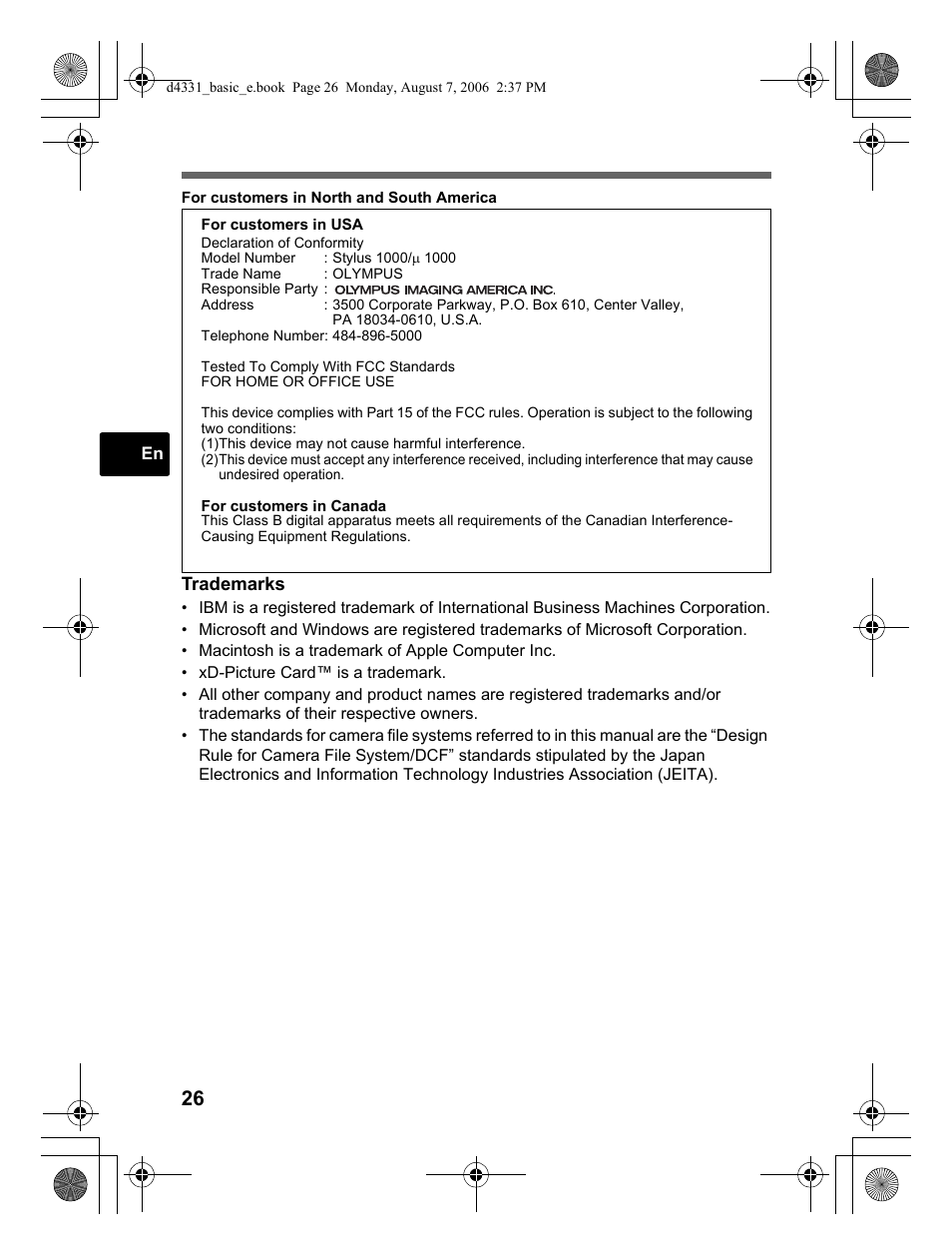 Olympus Stylus 1000 User Manual | Page 26 / 84