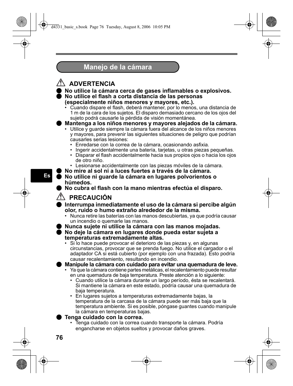 Manejo de la cámara | Olympus Stylus 1000 User Manual | Page 76 / 84