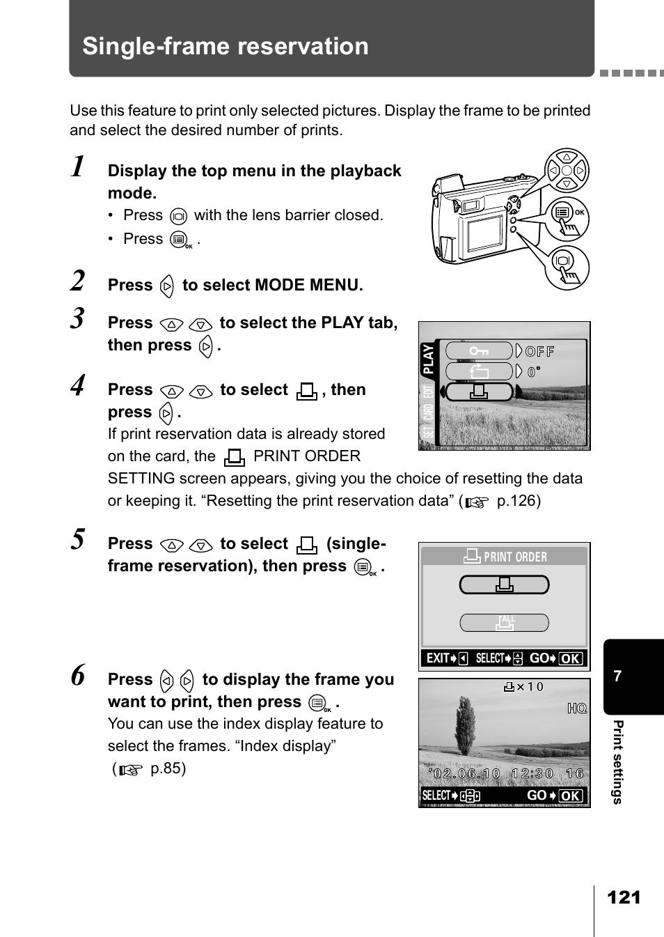 Single-frame reservation | Olympus D-550 Zoom User Manual | Page 122 / 178