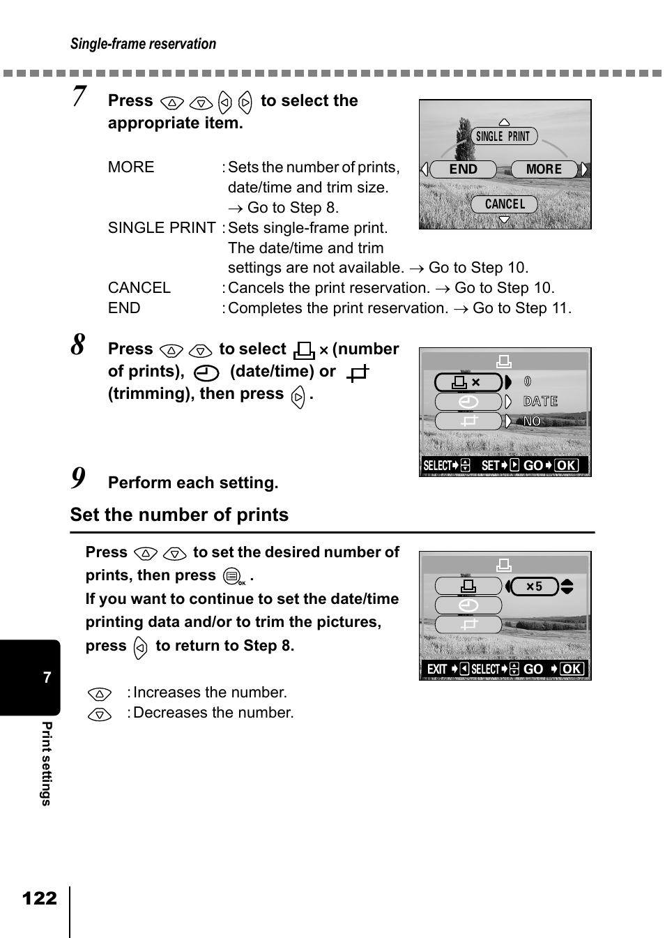 Set the number of prints | Olympus D-550 Zoom User Manual | Page 123 / 178