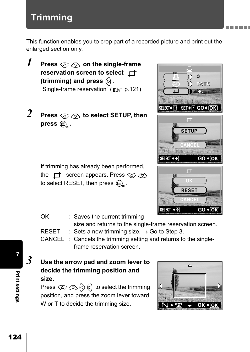 Trimming | Olympus D-550 Zoom User Manual | Page 125 / 178