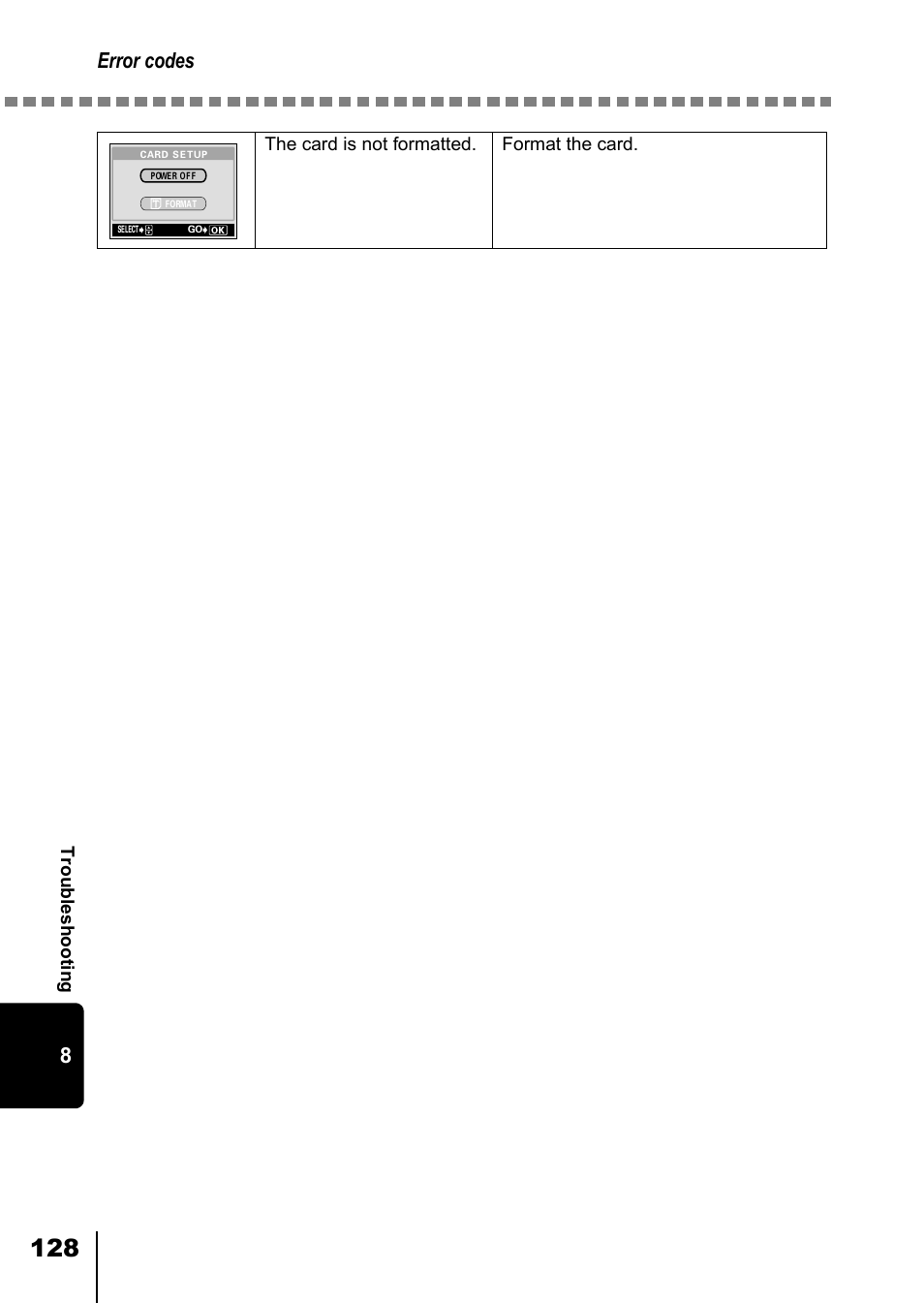 Error codes | Olympus D-550 Zoom User Manual | Page 129 / 178
