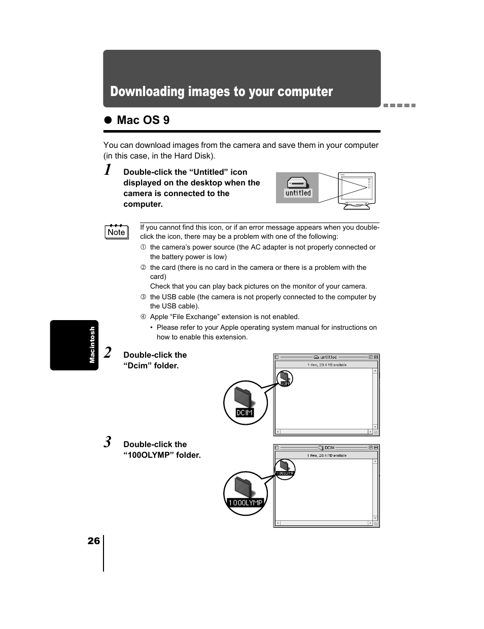 Downloading images to your computer, Mac os 9 | Olympus D-550 Zoom User Manual | Page 172 / 178