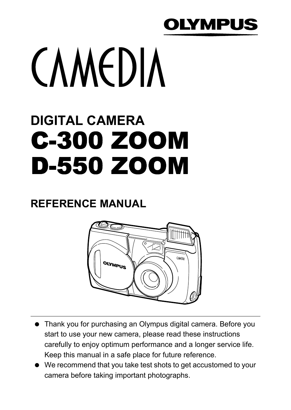 Camera operation manual, C-300 zoom | Olympus D-550 Zoom User Manual | Page 2 / 178