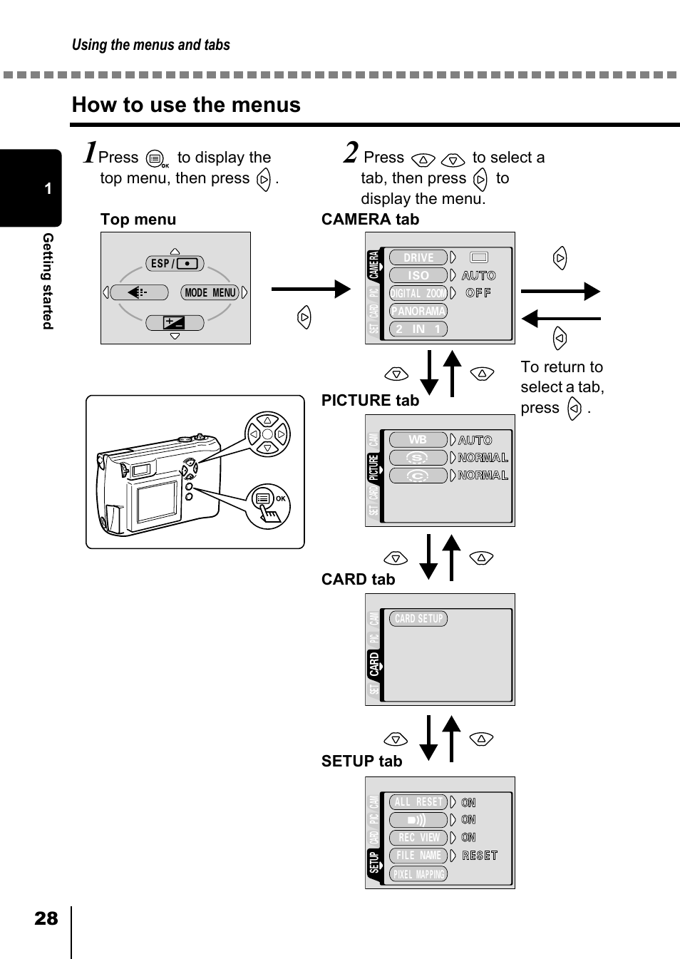How to use the menus | Olympus D-550 Zoom User Manual | Page 29 / 178