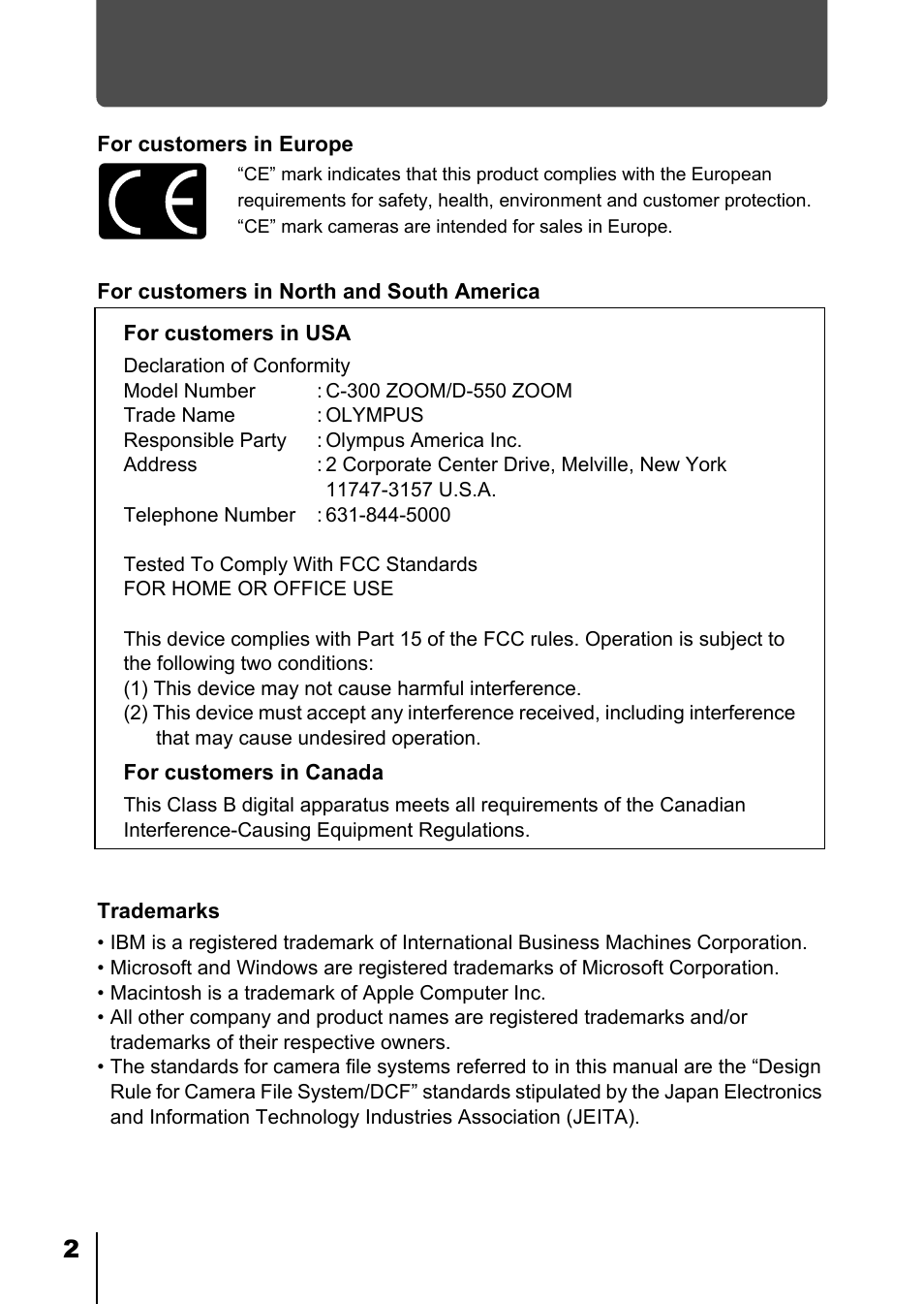Olympus D-550 Zoom User Manual | Page 3 / 178