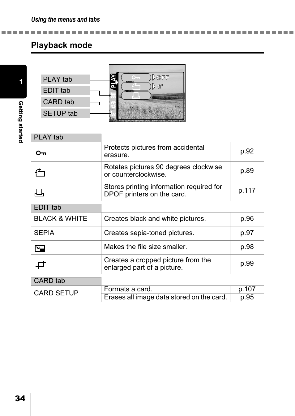 Playback mode | Olympus D-550 Zoom User Manual | Page 35 / 178
