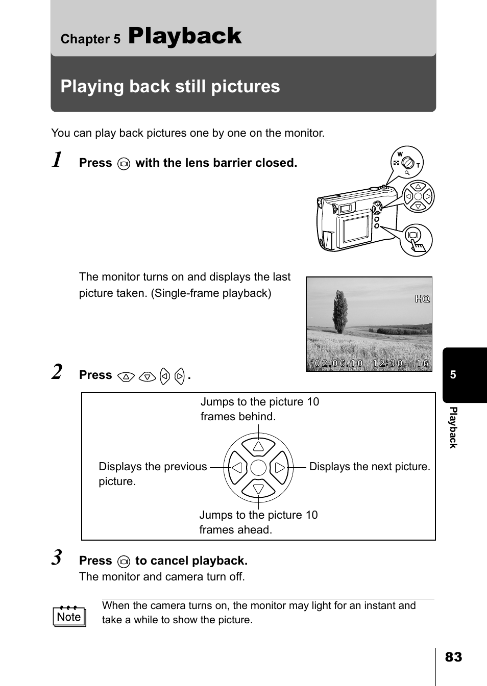 Chapter 5 playback, Playing back still pictures, Chapter 5 | Playback | Olympus D-550 Zoom User Manual | Page 84 / 178