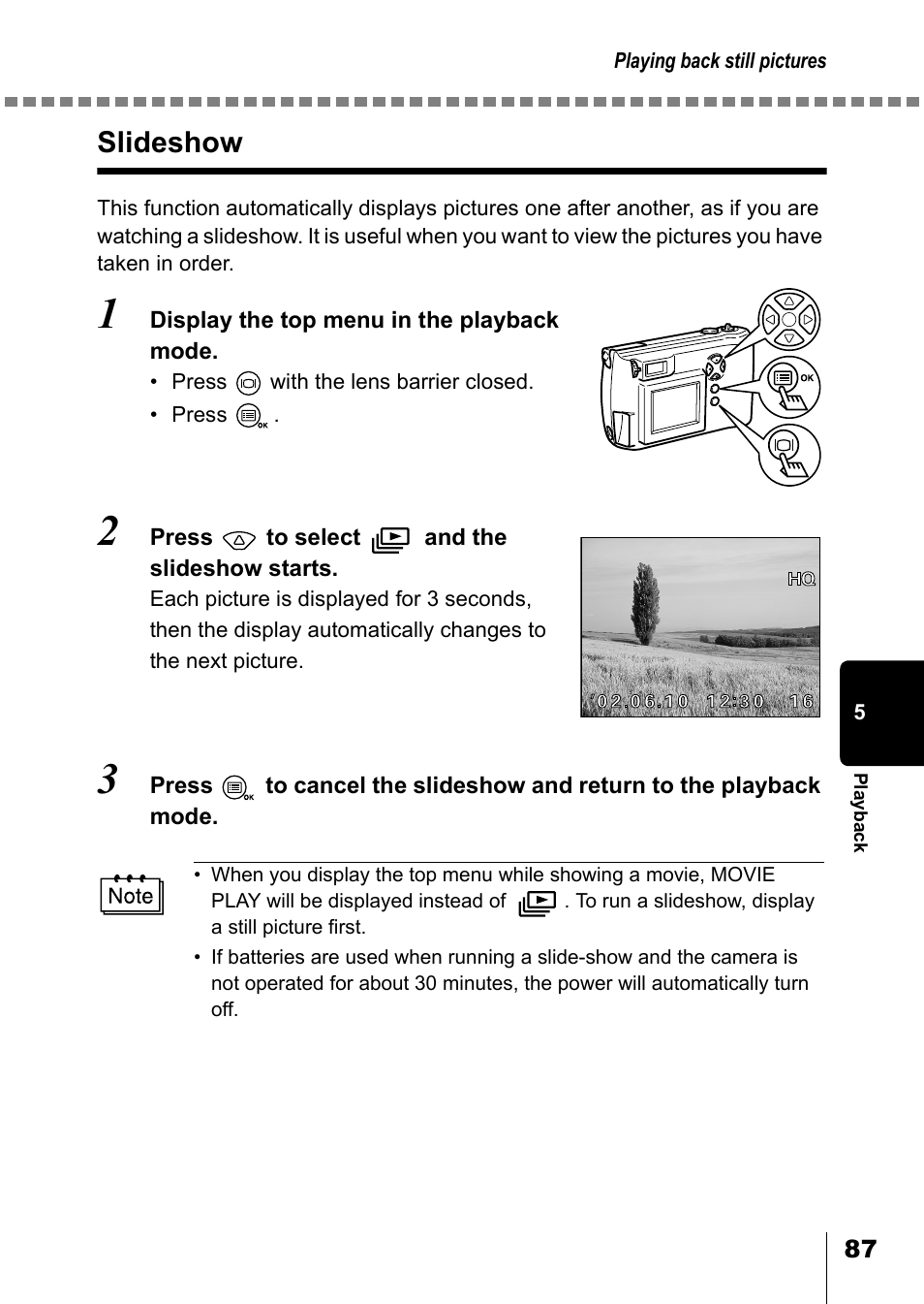 Slideshow, P.87 | Olympus D-550 Zoom User Manual | Page 88 / 178