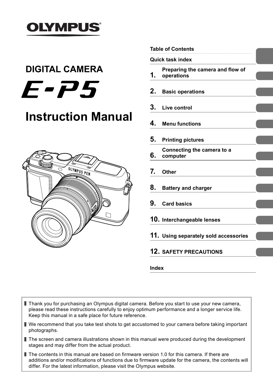 Olympus E-P5 User Manual | 149 pages