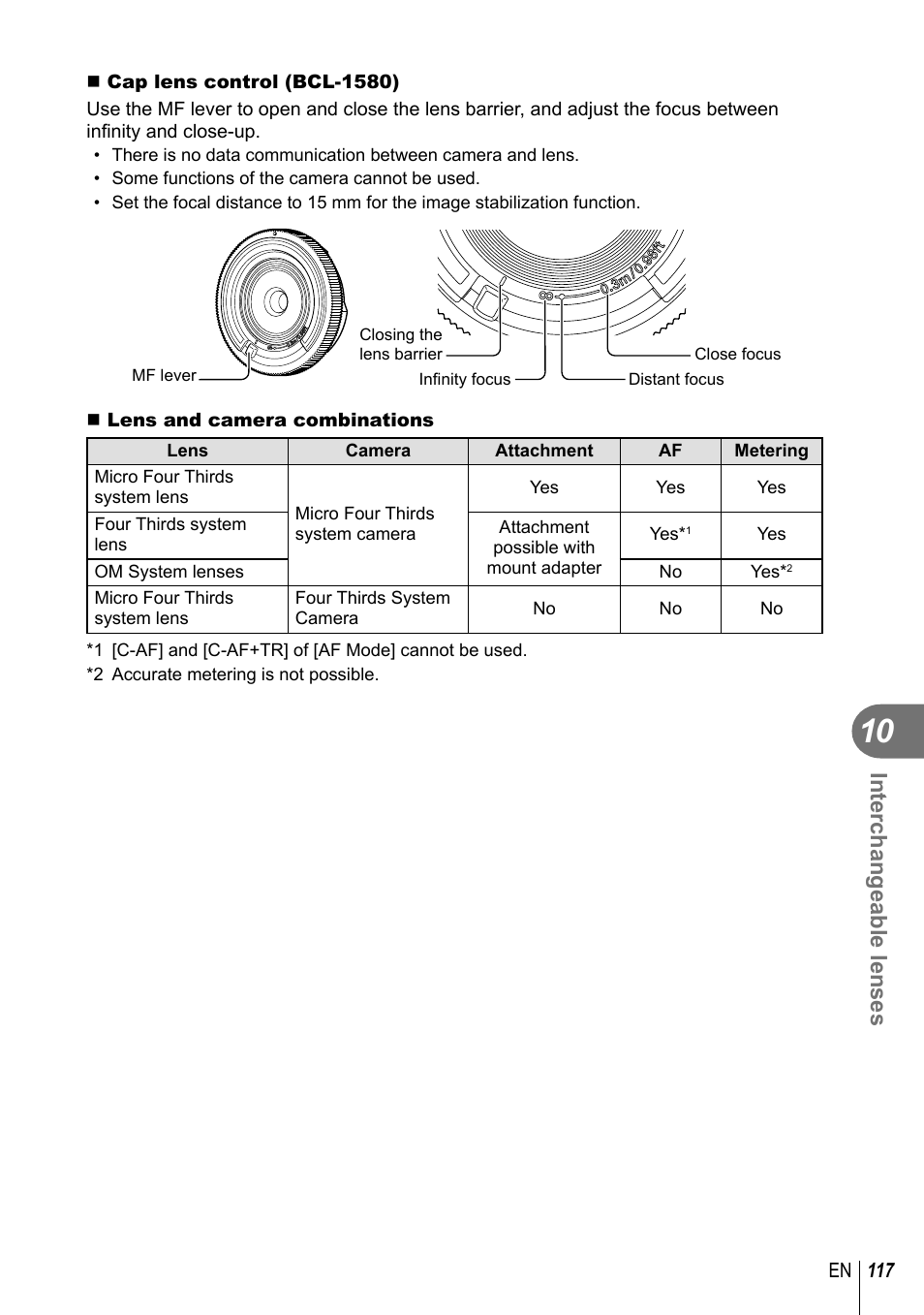 Interchangeable lenses | Olympus E-P5 User Manual | Page 117 / 149