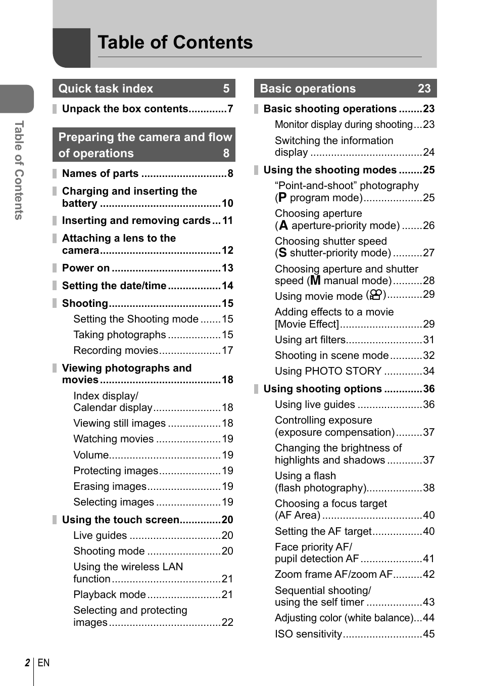 Olympus E-P5 User Manual | Page 2 / 149