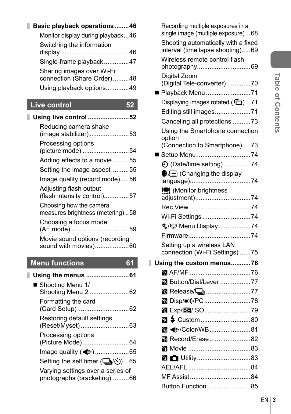 Olympus E-P5 User Manual | Page 3 / 149
