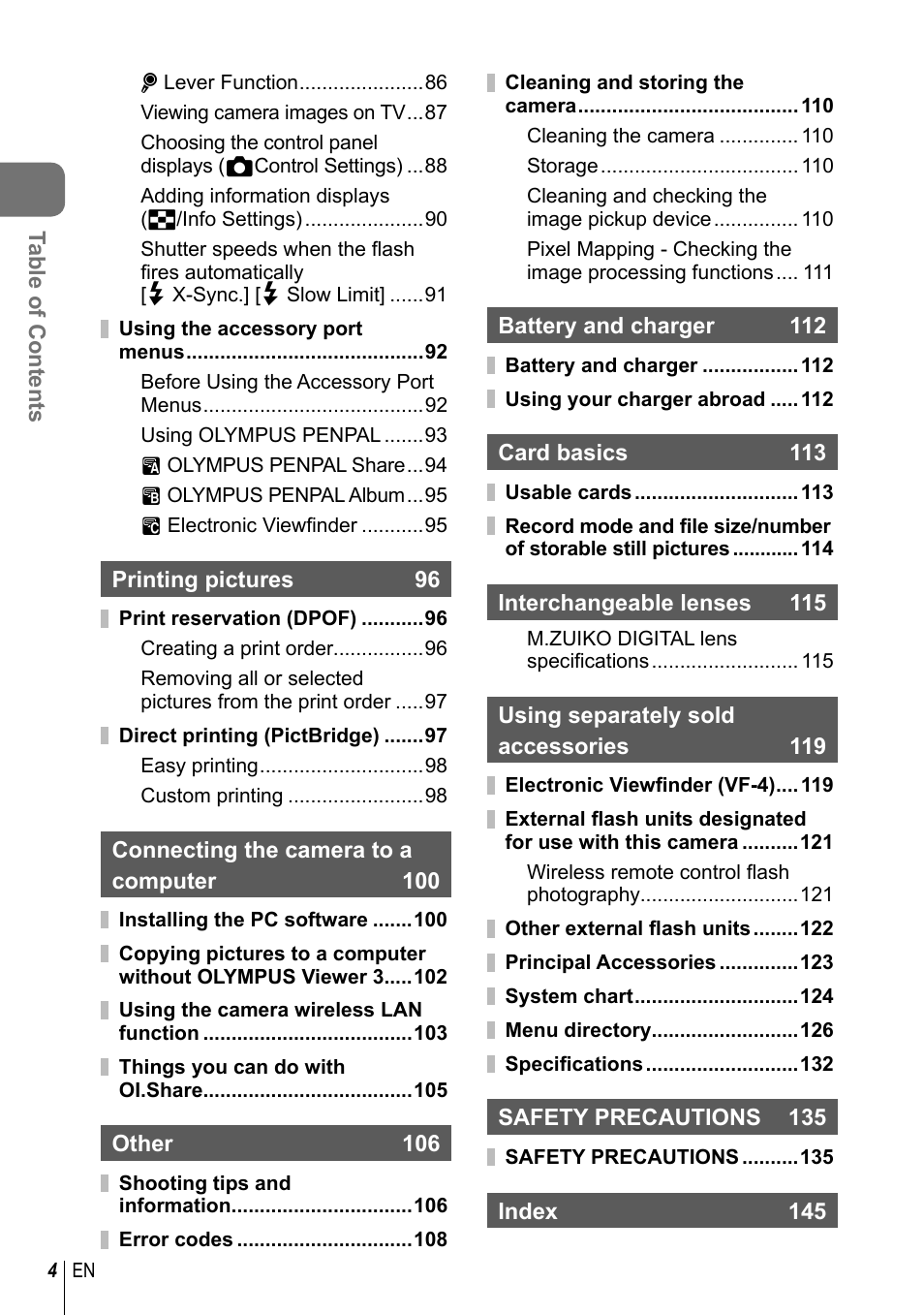 Olympus E-P5 User Manual | Page 4 / 149