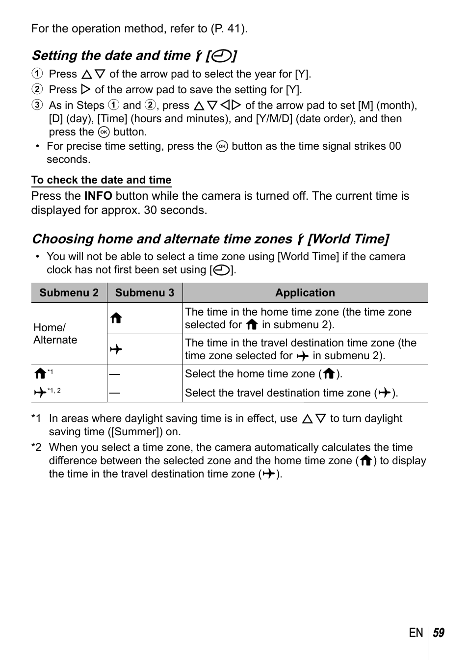 Setting the date and time d [ x | Olympus TG-3 User Manual | Page 59 / 118