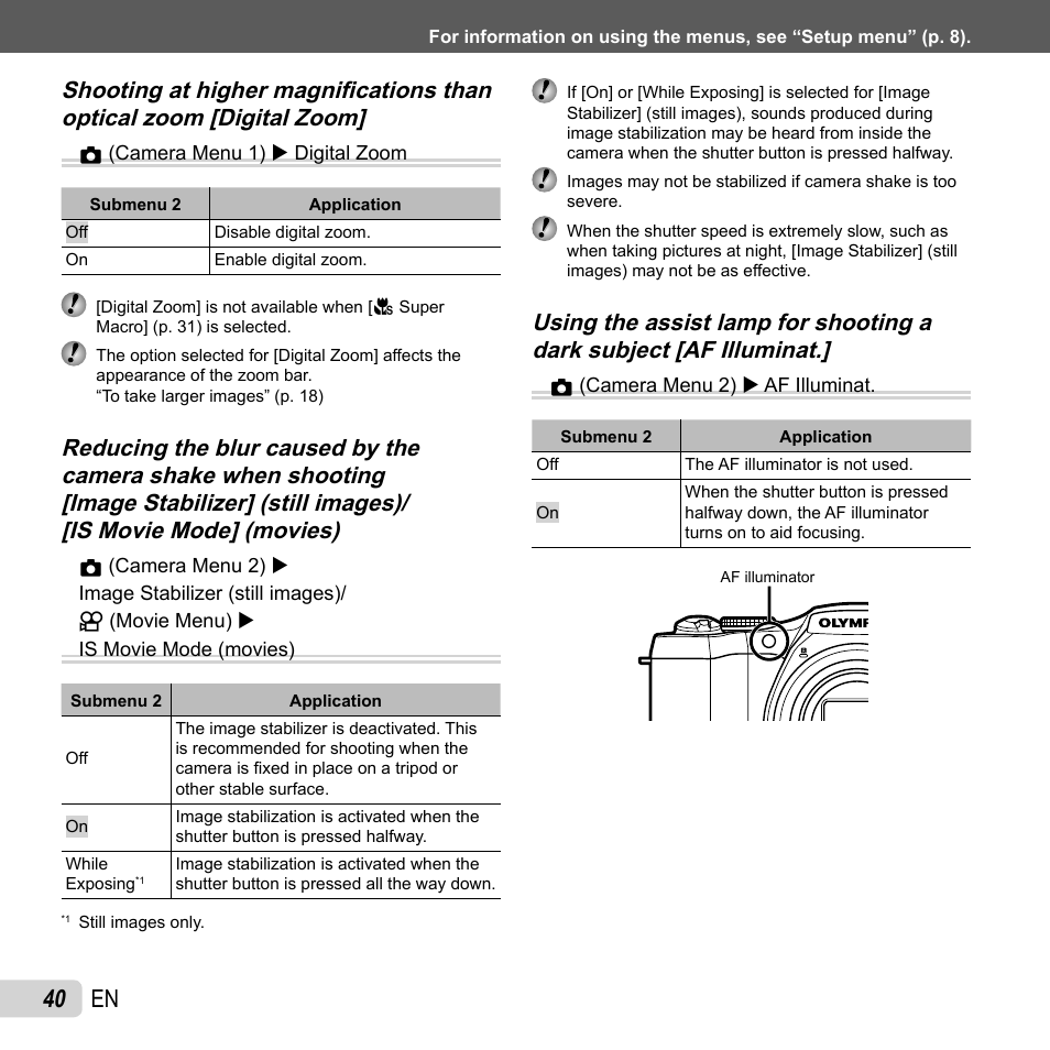 40 en | Olympus SZ-31MR iHS User Manual | Page 40 / 82