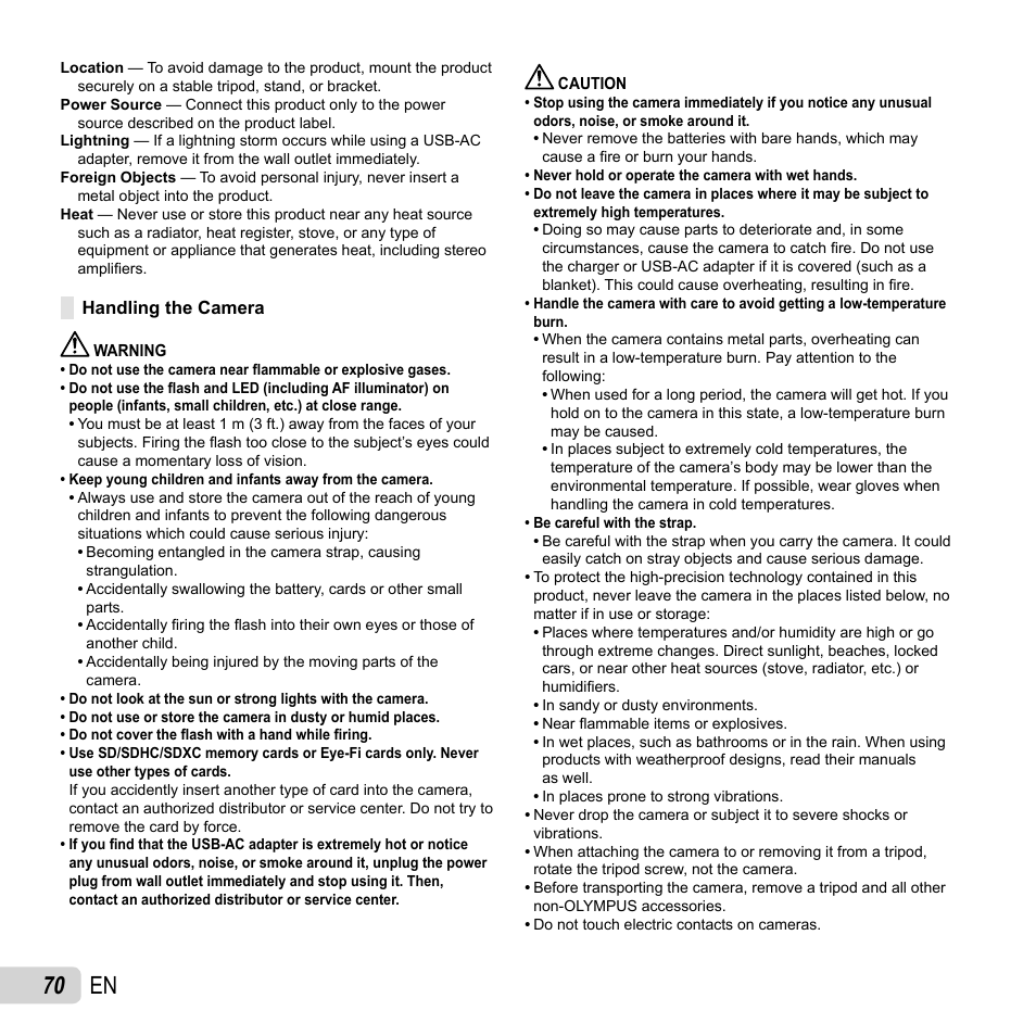 70 en | Olympus SZ-31MR iHS User Manual | Page 70 / 82